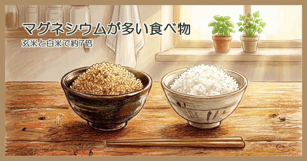 二つの茶碗に盛られた玄米と白米