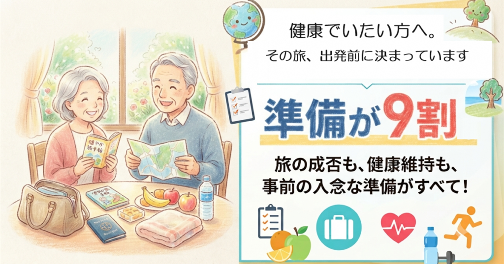 旅の計画を立てる夫婦と、準備が9割という言葉